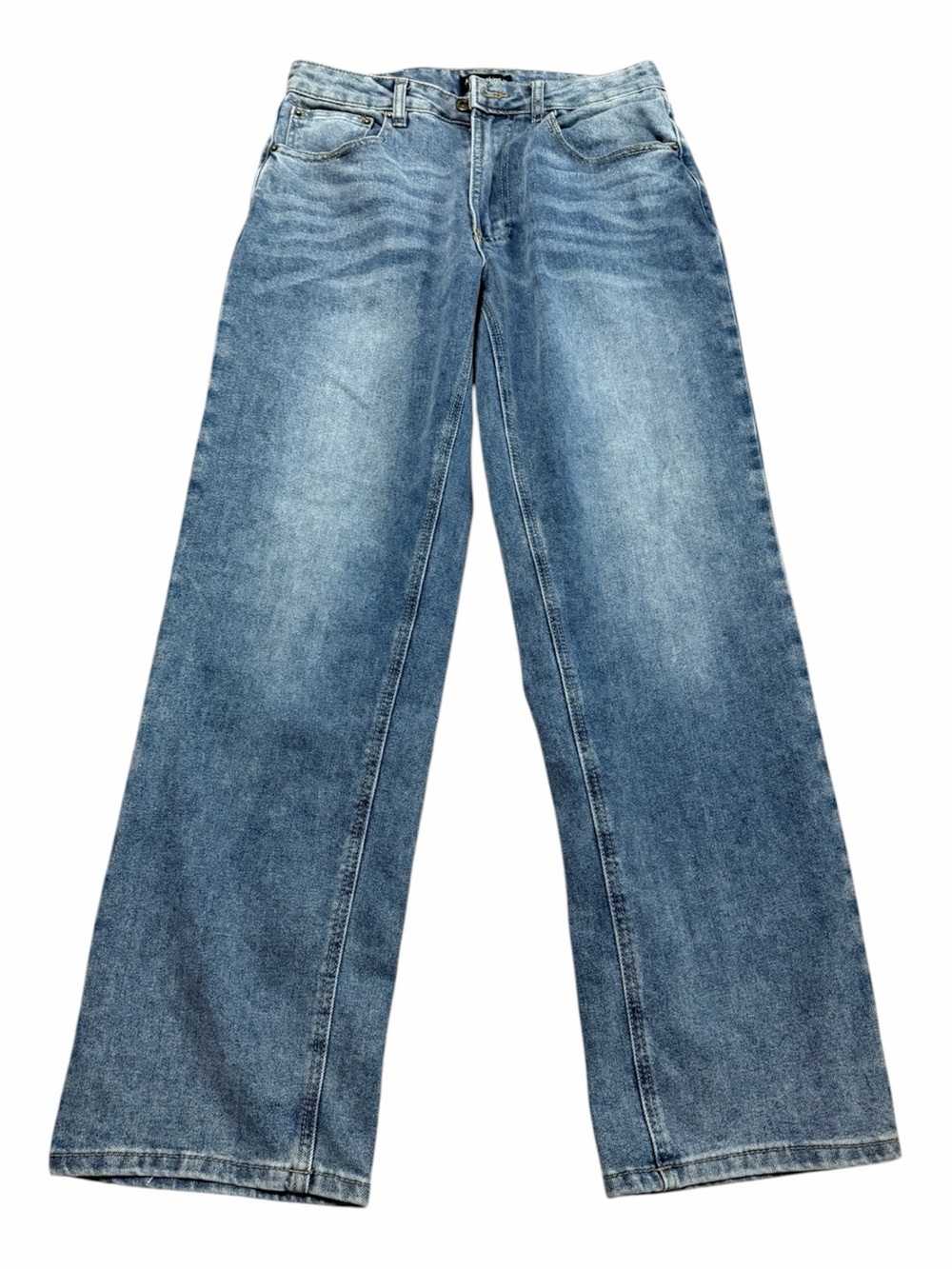 & Everything Relaxed Fit Baggy Jeans 29 x 32  Medium Wash Distressed Denim